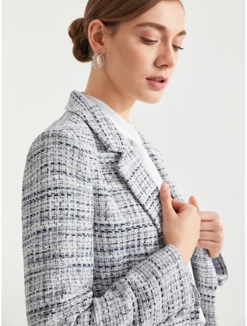 MOTF Premium Single-breasted Tweed Blazer