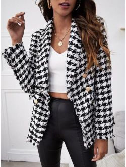 BIZwear Houndstooth Double Button Tweed Blazer Workwear