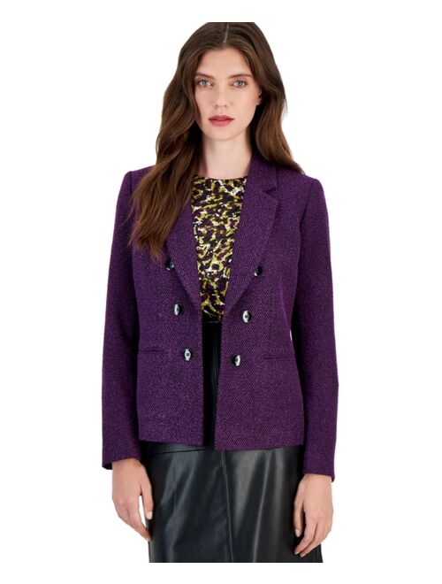 BAR III Women's Tweed Faux-Double-Breasted Jacket, Created for Macy's