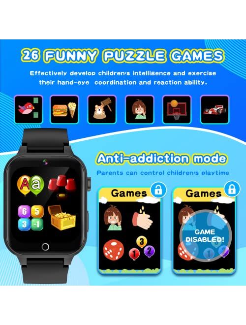 Funko Cosjoype Kids Smart Watches Girls Age 5-12, 26 Games High-Resolution Touchscreen Kids Watch with Video Camera Music Player Pedometer Flashlight 12/24 hr Educational Toys 