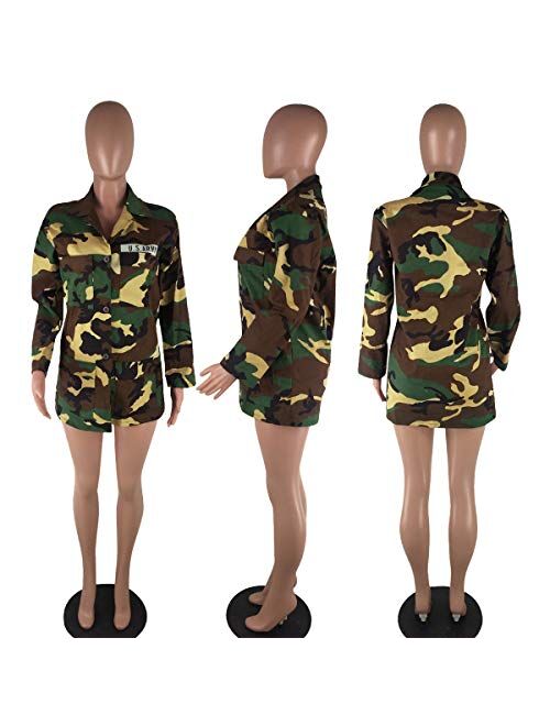 Antique Style Womens Street Fashion Plus Size Military Camouflage Printed BF Coat Safari Jacket Overcoats