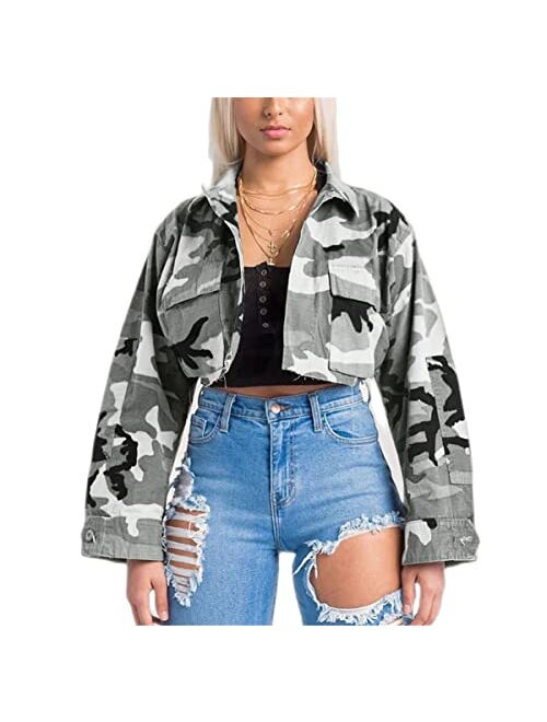 Antique Style Womens Street Fashion Plus Size Military Camouflage Printed BF Coat Safari Jacket Overcoats