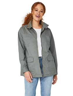 ellos Women's Plus Size Camo Utility Jacket Lightweight with 4 Pockets