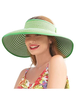 Livingston Sun Visors for Women Wide Brim Straw Hat Women Beach Visor Hats for Women Uv Protection Foldable Sun Hat Women Beach Hat