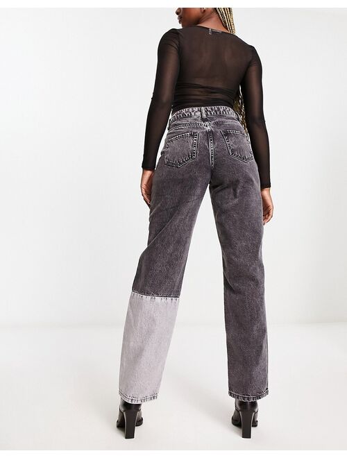 Sixth June straight leg patchwork jeans in gray