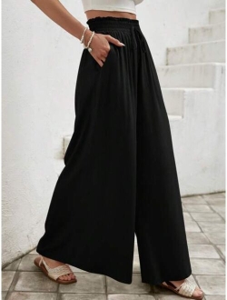 LUNE Paperbag Waist Knot Front Wide Leg Pants