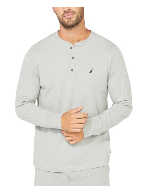 Nautica Men's Soft, Breathable Long Sleeve Henley Pajama Shirt