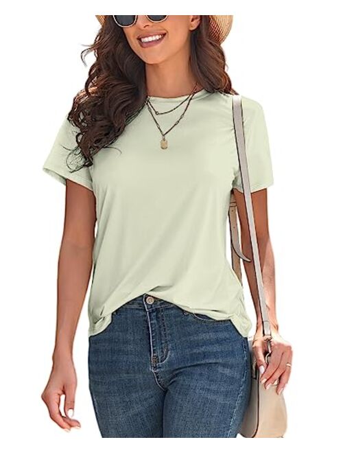 KevaMolly Basic T Shirts for Women UPF 50+ Short Sleeve Casual Summer Tops Trendy Solid Loose Fit Tshirt