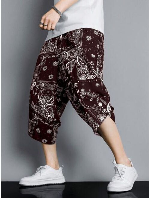 Shein Men Paisley Print Drop Crotch Pants