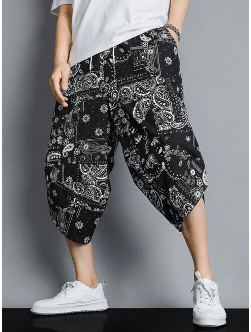 Shein Men Paisley Print Drop Crotch Pants