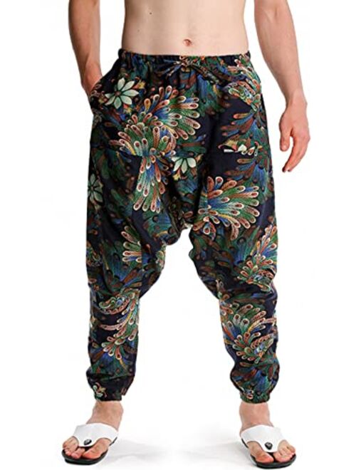 KEPUTAY Men Women Cotton Baggy Hippie Yoga Harem Pants Funky Printed Plus Size Trousers