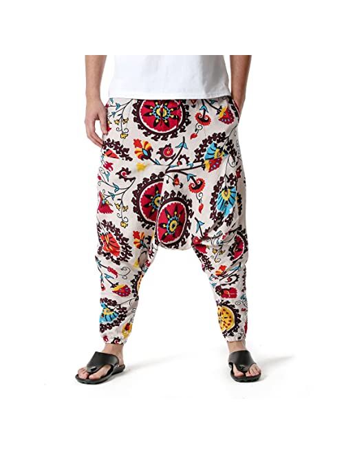 KEPUTAY Men Women Cotton Baggy Hippie Yoga Harem Pants Funky Printed Plus Size Trousers