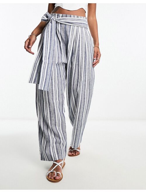 Native Youth paperbag tie waist pants in blue stripe