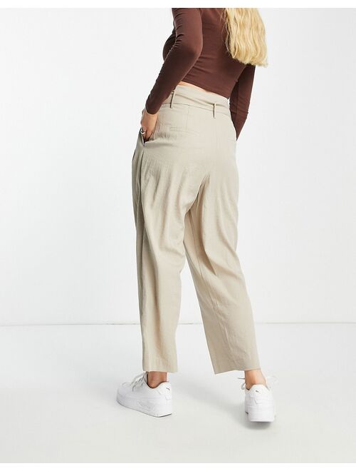 Urban Revivo paperbag waist pants in beige