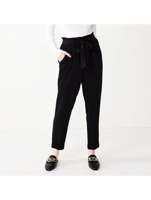 Juniors' SO High-Rise Paperbag Tapered Leg Pants