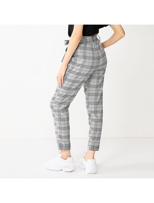 Juniors' SO High-Rise Paperbag Tapered Leg Pants