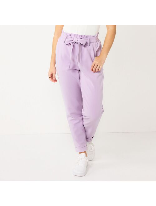 Juniors' SO High-Rise Paperbag Tapered Leg Pants