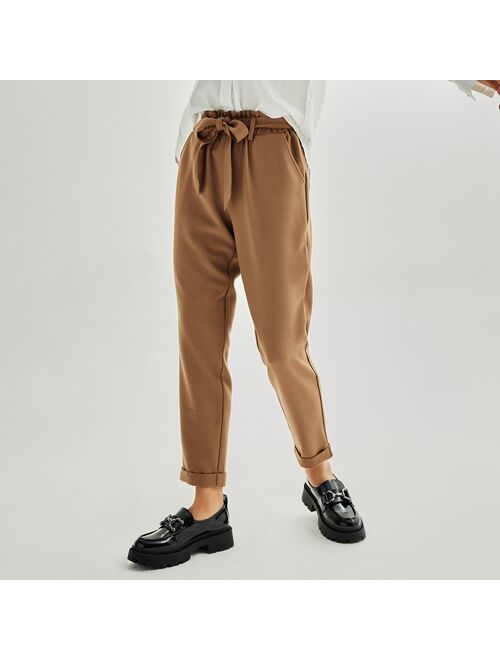 Juniors' SO High-Rise Paperbag Tapered Leg Pants