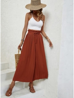 VCAY Crop Cami Top Paperbag Waist Pleated Wide Leg Pants