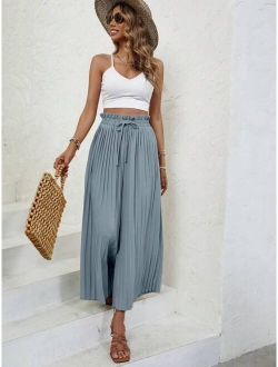 VCAY Crop Cami Top Paperbag Waist Pleated Wide Leg Pants