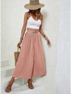 VCAY Crop Cami Top Paperbag Waist Pleated Wide Leg Pants