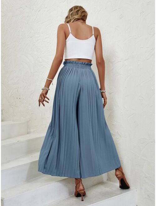 SHEIN VCAY Crop Cami Top Paperbag Waist Pleated Wide Leg Pants