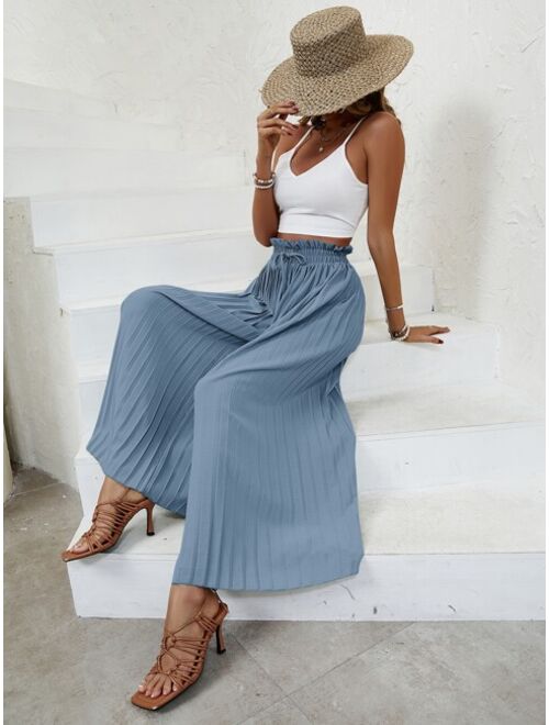 SHEIN VCAY Crop Cami Top Paperbag Waist Pleated Wide Leg Pants