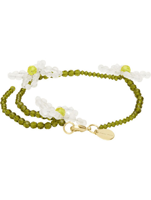 SIMONE ROCHA Green & White Beaded Daisy Bracelet