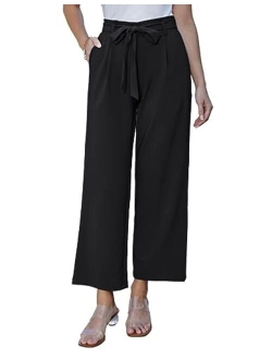 Women's Casual Wide Leg Pants Flowy Business Palazzo Pants with Pockets