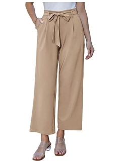 Women's Casual Wide Leg Pants Flowy Business Palazzo Pants with Pockets