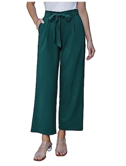 Women's Casual Wide Leg Pants Flowy Business Palazzo Pants with Pockets