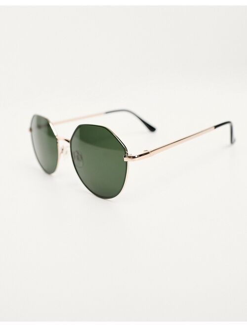 AJ Morgan Agenda round sunglasses in gold and green