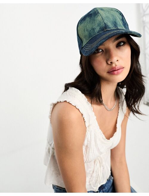 ASOS DESIGN denim acid wash cap in blue