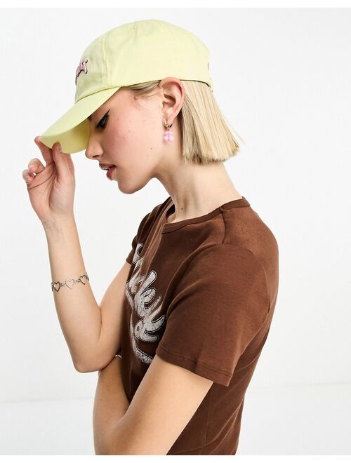 Daisy Street new york slogan baseball cap in yellow