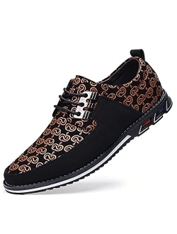 Veslexth Men Casual Business Loafers Sneakers Lace-up Fashion Luxury Leather for Male Breathable Office Dress Driving Walking Outdoor Comfortable Shoes