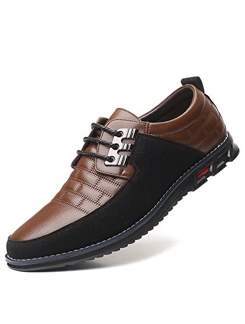 Recyphi Mens Oxford Derby Orthopedic Leather Shoes Casual Dress Sneakers Formal Business Loafers Comfortable Walking Driving Shoes