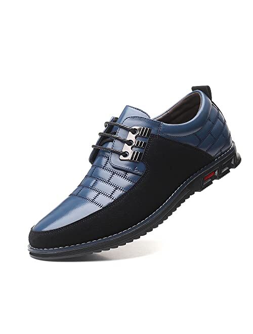 Recyphi Mens Oxford Derby Orthopedic Leather Shoes Casual Dress Sneakers Formal Business Loafers Comfortable Walking Driving Shoes