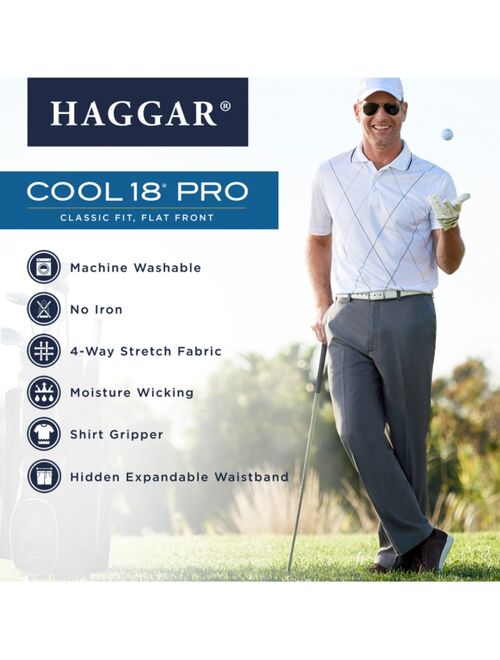 Men's Haggar Cool 18 PRO Classic-Fit Expandable Waist Flat Front Stretch Dress Pants