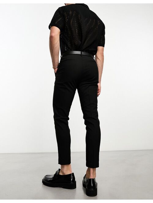 ASOS DESIGN skinny cropped smart pants in black