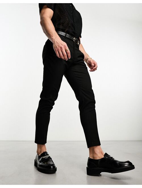 ASOS DESIGN skinny cropped smart pants in black