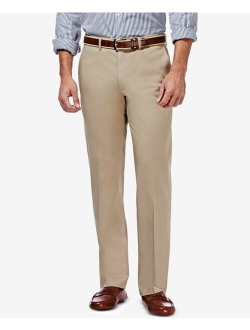 Mens Premium No Iron Khaki Straight-Fit Stretch Flat-Front Pants