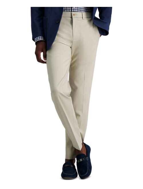 Haggar Mens Premium No Iron Khaki Straight-Fit Stretch Flat-Front Pants