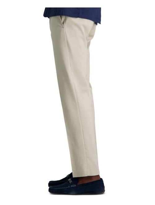 Haggar Mens Premium No Iron Khaki Straight-Fit Stretch Flat-Front Pants