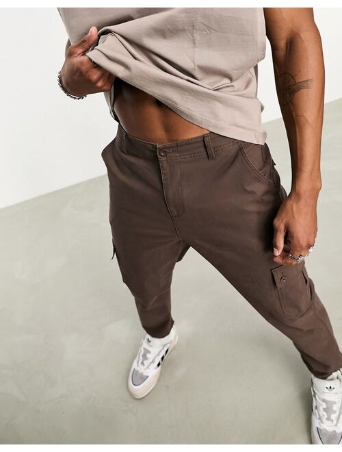 ASOS DESIGN tapered cargo pants in chocolate brown