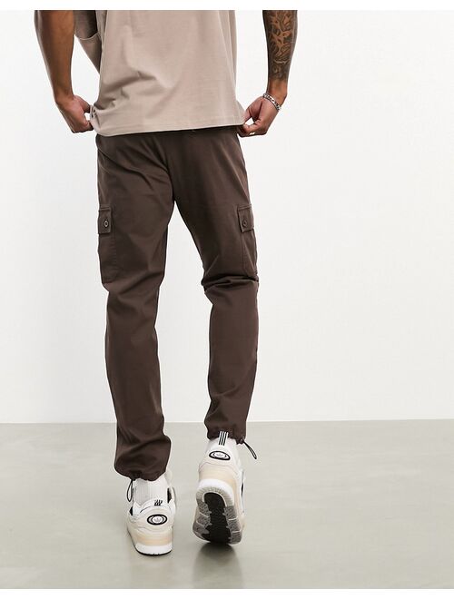 ASOS DESIGN tapered cargo pants in chocolate brown