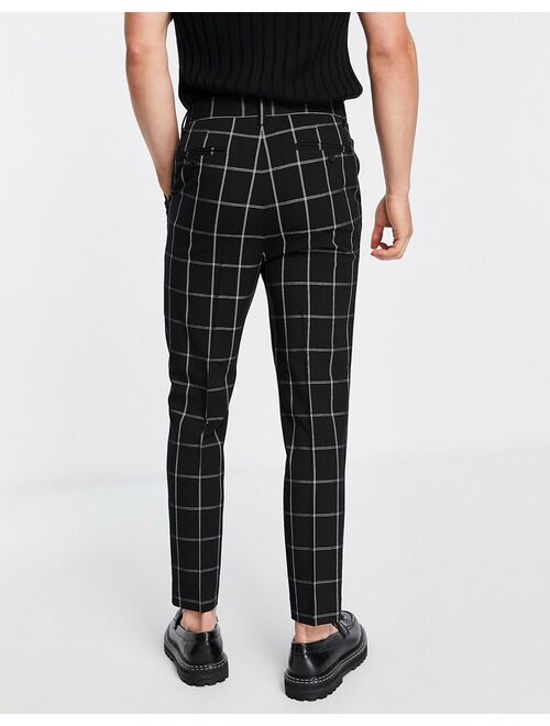 ASOS DESIGN tapered smart pants in black window pane check