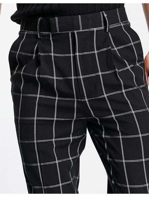 ASOS DESIGN tapered smart pants in black window pane check