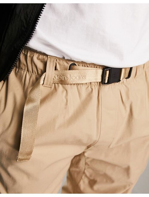 Calvin Klein Jeans straight leg utility chinos in beige