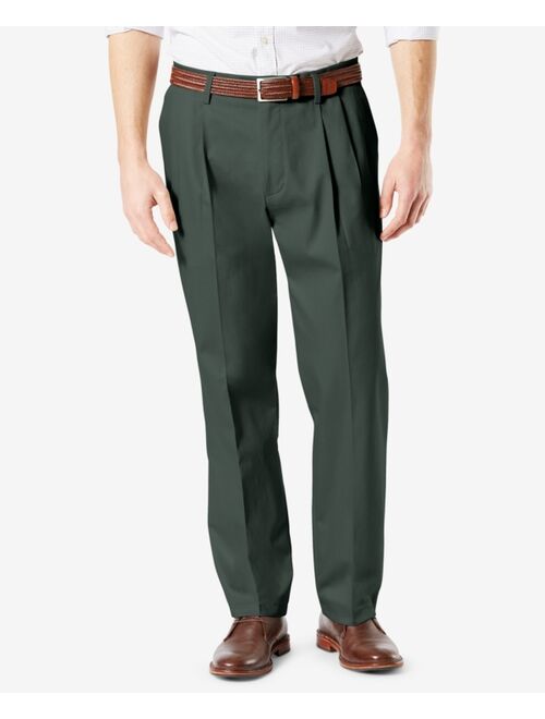 Dockers Men's Signature Lux Cotton Classic Fit Pleated Creased Stretch Khaki Pants