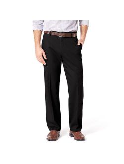 Stretch Easy Khaki Relaxed-Fit Flat-Front Pants